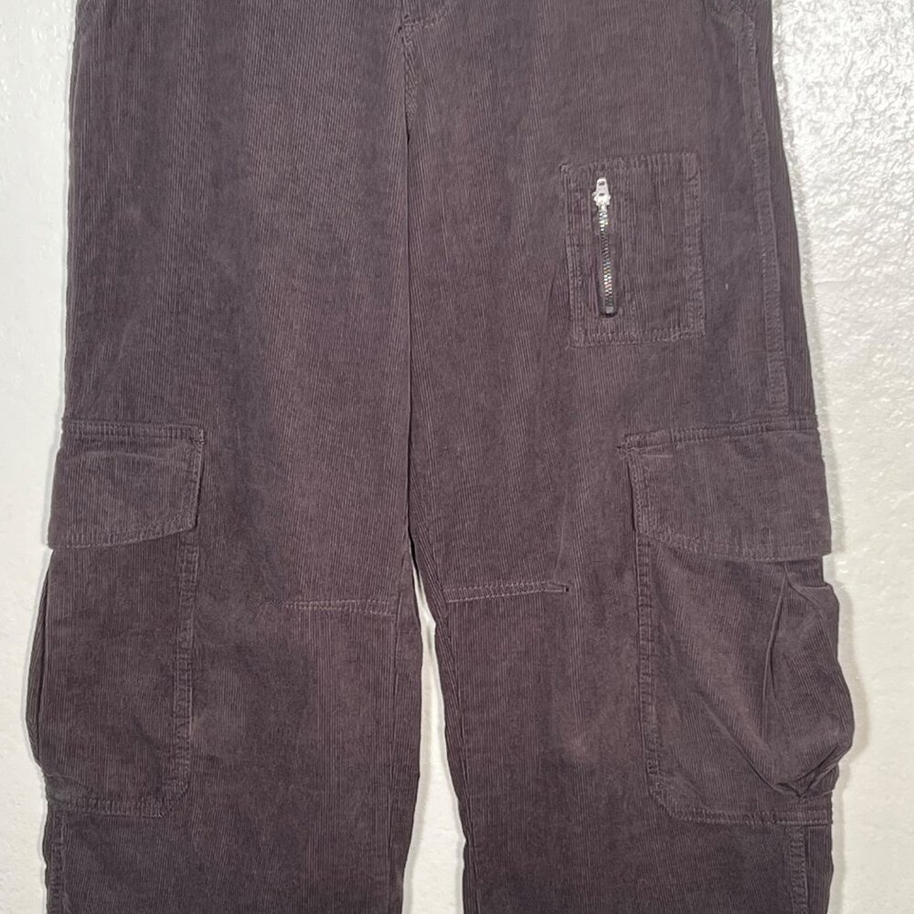 Angel Kiss W 1/25 Corduroy Cargo Pants  Dark Gray Relaxed Fit100% Cotton Comfort